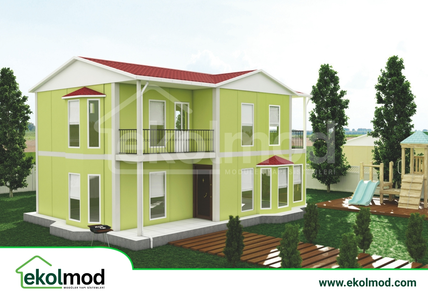 155 m² 3+1 Çift Katlı Prefabrik Ev