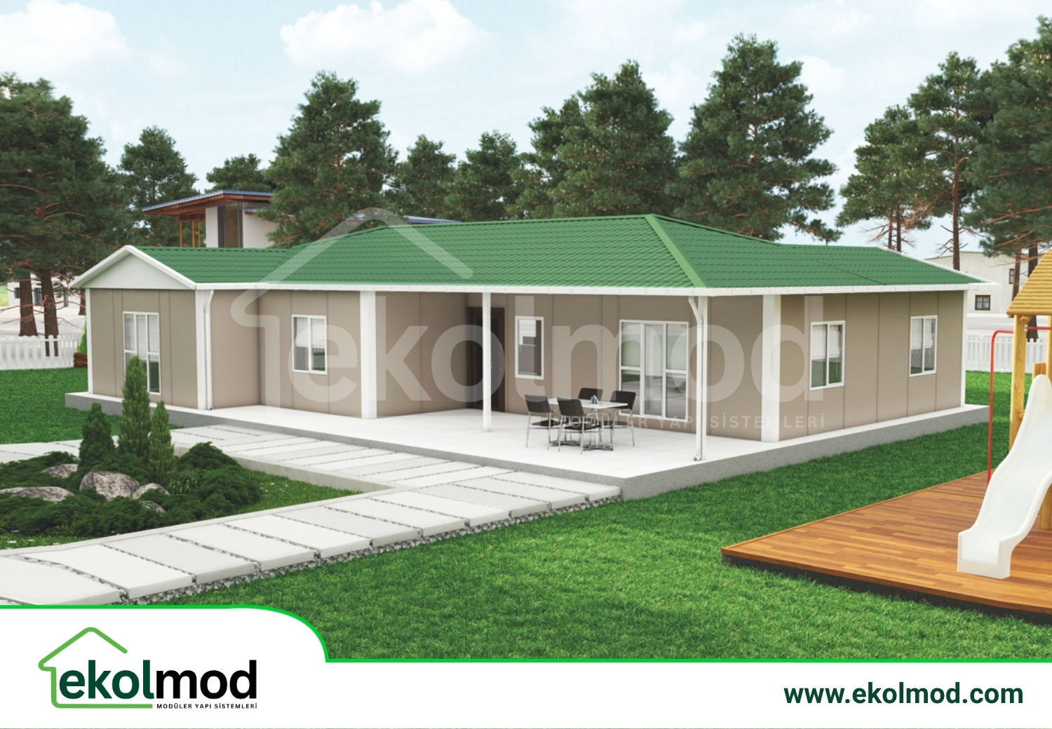 166 m² 4+1 Tek Katlı Prefabrik Ev