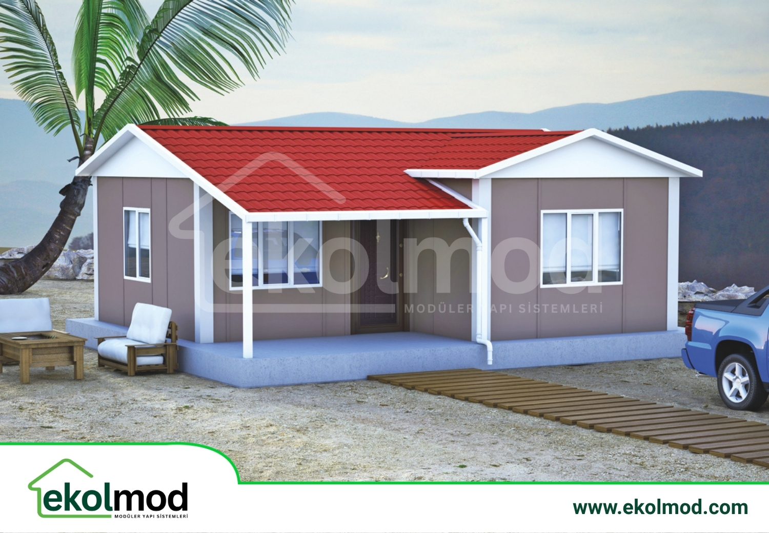 47 m² 1+1 Tek Katlı Prefabrik Ev